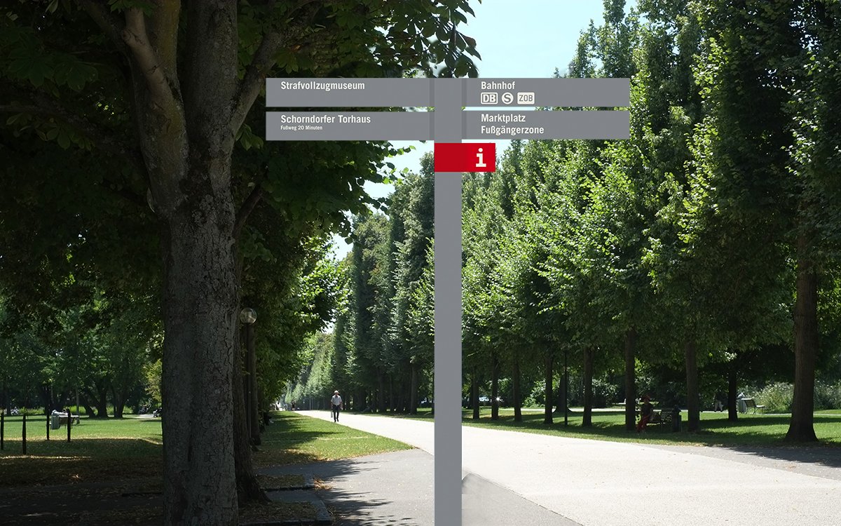 Entwurf für ein Fußgängerleitsystem der Stadt Ludwigsburg, Simulation